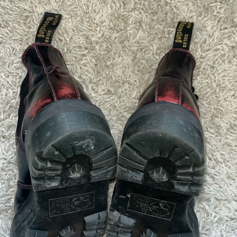 Dr. Martens Burgundy and Red Boots Men’s UK 3 US 4 (Women’s 5) EUC